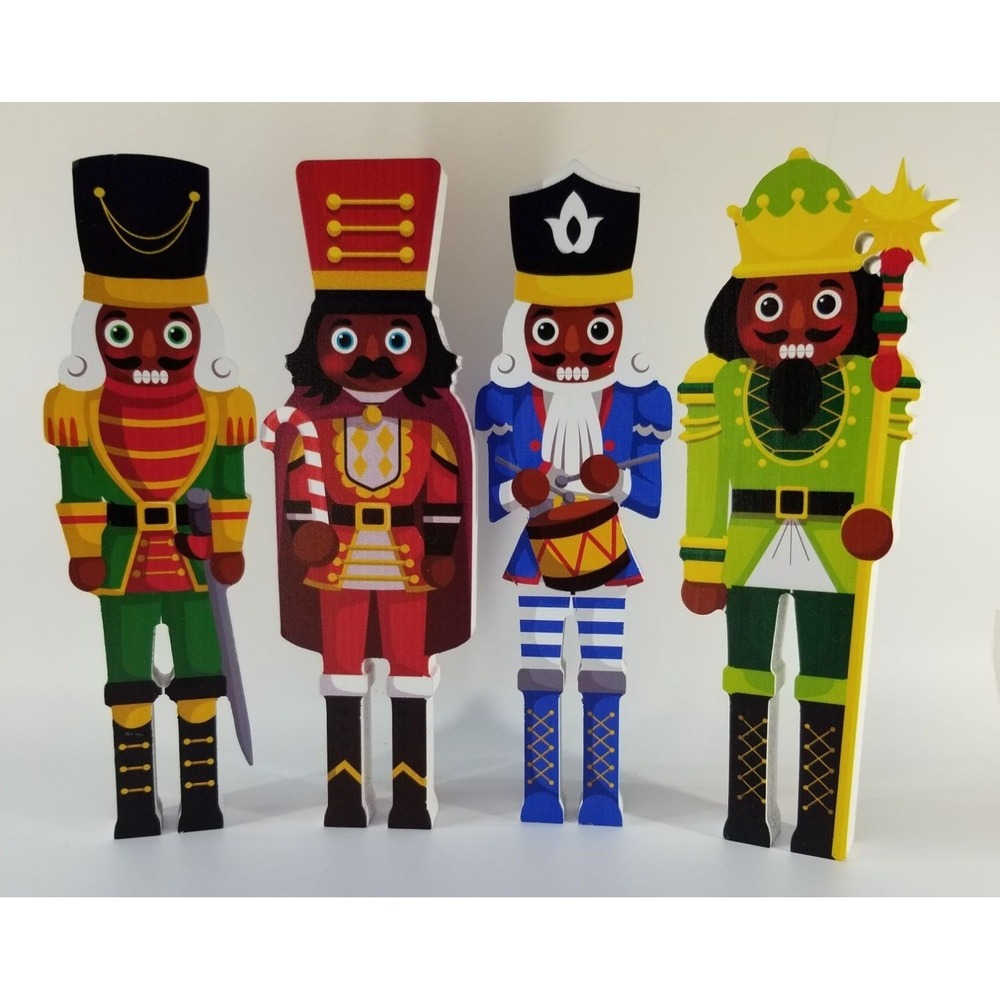 TRADITIONAL Nutcracker Set Adults 10‎ Inches Multicolor Excellent 4pc Wood